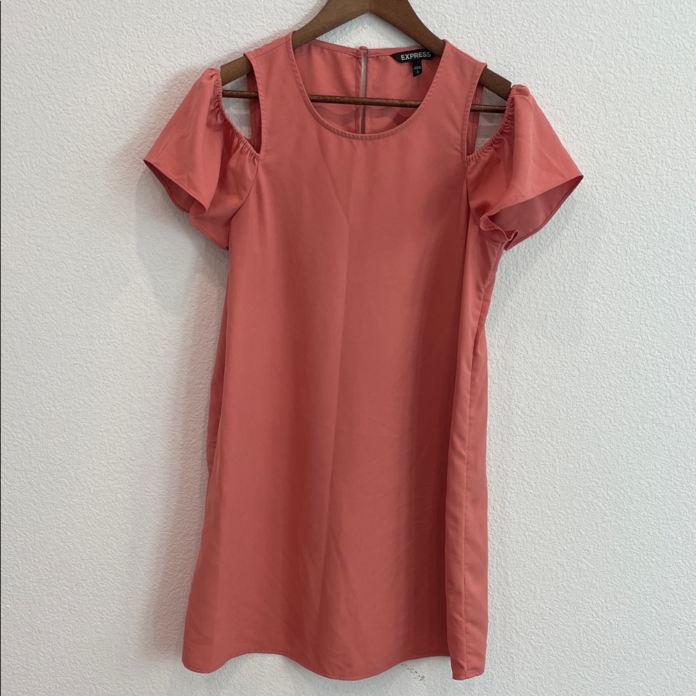 Express Coral Cold Shoulder Mini Dress
